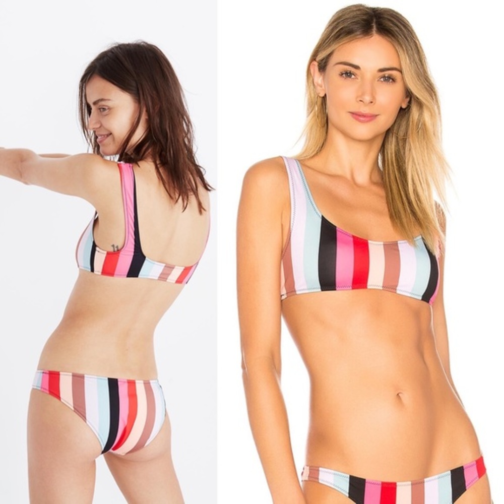 Solid & Striped Elle Bikini Top and Bottoms Set, S, Malibu Stripe, Bright